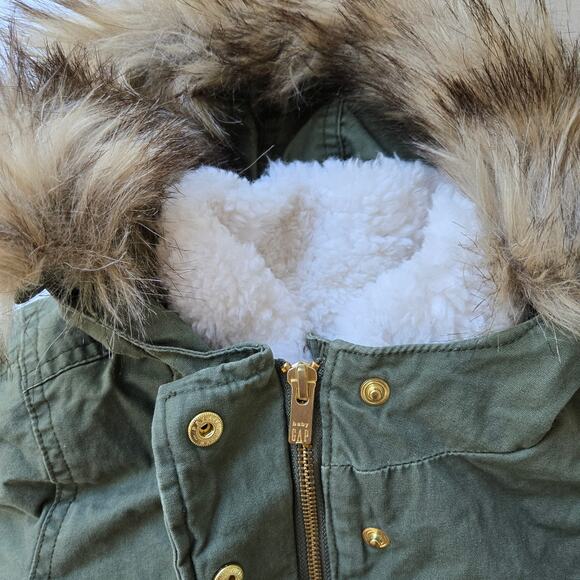 GAP Kids NEW 3-in-1 Parka Hooded Jacket Coat Toddler Girls Army Green Size 4T - Picture 8 of 13